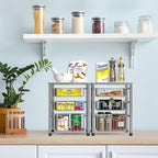 Simple Houseware Stackable 3 Tier Sliding Basket Organizer Drawer, Chrome