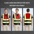 BeautyWill Custom Logo Safety Vest Class 2 High Visibility Reflective Vest for Men - Personalized Logo Team Vest
