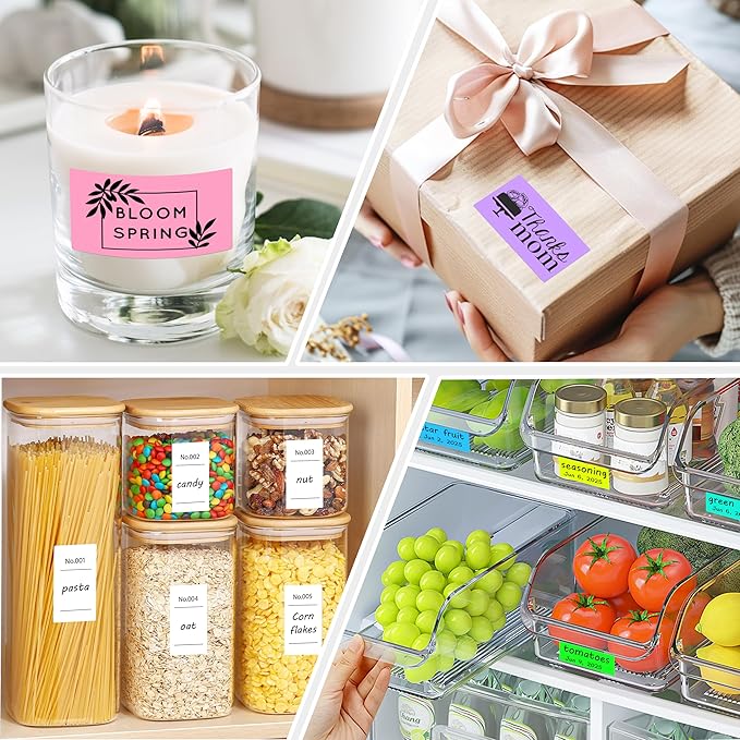 1X2 inch Label Stickers Roll for Thermal Printer 500PCS White Colored Removable Freezer Labels Waterproof Blank Sticker Labels to Write on for Food Containers and Jars