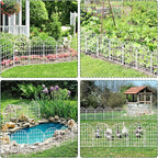 32.5ft(L) x 22in(H) Panels Garden Fence, 30 Panels Arched No Dig Fence, Decorative Animal Barrier Fencing with Ground Stake, Rustproof Metal Garden Edging Border for Dog, Outdoor Patio Decor, White