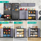 SISESOL Metal Storage Cabinet with Doors and Shelves,Garage Storage Cabinet with Lock,Black Grey Metal Cabinets with Locking Doors,Steel Cupboard for Home,Office,Garage Cabinets 36" H