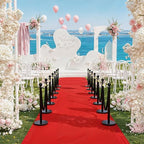 6Pcs Stainless Steel Stanchion Posts with 5ft Red Velvet Ropes - Crowd Control Barriers & Queue Line Kit with 26ft Red Carpet for Wedding, Party, Theater Supplies