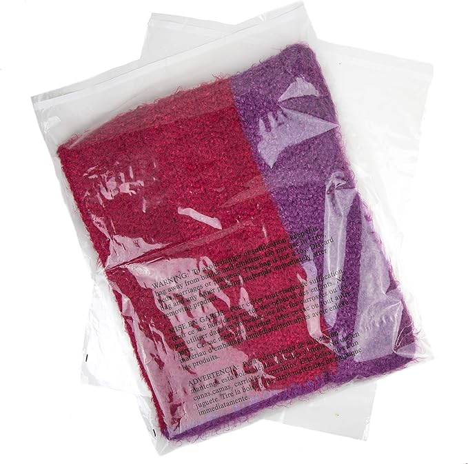 Poly Bags with Suffocation Warning - 20x24 Resealable - 100 Pack - Clear Poly Bags - Retail Supply Co