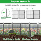 Decorative Garden Fence with Gate, 40 in(H) x 23 ft(L) Rustproof Metal Fence Panels No Dig Fence with Full Panel Gate, Dog Fence Outdoor for Yard, Animal Barrier Garden Fencing for Yard