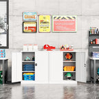 Metal Storage Cabinet-36” Tall Steel File Cabinets with Lockable Doors and Adjustable Shelves-White Steel Storage Cabinet for Home Office, School, Garag