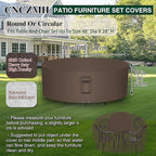 Heavy Duty Patio Furniture Covers Waterproof, 600D Round Outdoor Furniture Cover Waterproof for Sectional Sofa Couch, Outdoor Dining Table and Chair Set Covers 48"DIA x 28"H, Brown