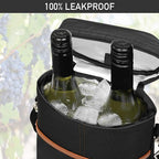 opux 2 Bottle Wine Carrier Tote, Insulated Leakproof Wine Cooler Bag, Wine Travel Bag Tote for Picnic BYOB Beach, Portable Wine Bottle Carrying Case, Gift for Wine Lover Women Men Christmas, Brown