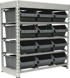 King's Rack Bin Rack Boltless Steel Storage System Organizer w/ 12 Plastic Bins in 4 tiers