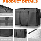 Pack of 2 Insulated Food Delivery Bag with Hard Bottom, XXXL Large Reusable Thermal Cooler Grocery Tote Bag, Commercial Pizza Delivery Box Carrier for Uber Eats, Doordash Essentials, Hot and Cold Food