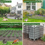 Decorative Garden Fence with Gate, 5 Panels - 32 in (H) x 11.8 ft (L) No Dig Dog Fence Outdoor for Yard, Rustproof Tall Garden Fencecing Panels, Animal Barrier Suitable for Yard Border, Patio