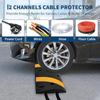 1 Pack 6FT Speed Bumps for Road, Heavy Duty 25,000 Lbs Capacity Traffic Rubber Speed Humps with 2 Channel Floor Cord Cover for Asphalt Concrete Gravel Driveway Road Cable Protector Ramp