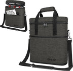 opux 3 Bottle Wine Carrier Tote, Insulated Leakproof Wine Cooler Bag, Wine Travel Bag for Picnic BYOB Beach, Portable Wine Bottle Carrying Case, Gift for Wine Lover Women Men Christmas, Charcoal Grey
