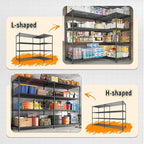 REIBII 81.5''W Storage Shelves 3680LBS Garage Shelving Heavy Duty 4 Tier Metal Shelving Unit Adjustable Wire Shelf and Storage Pantry Shelves for Kitchen Garage，81.5Wx23.62Dx70.86H，Black