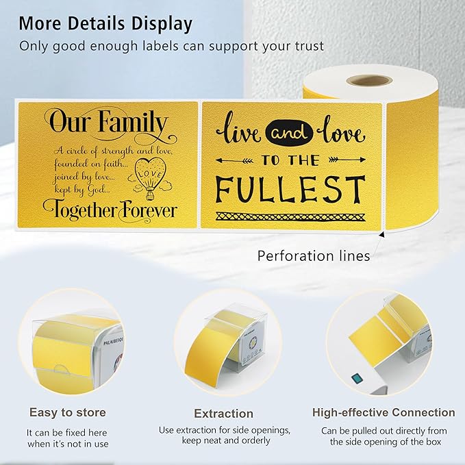 3x5 Inch Thermal Label Stickers,300Pcs Waterproof Rectangle Labels for Storage Bins,Moving Boxes,Address & Inventory Organization,Small Business Labeling,Gold