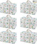 VENO 6 Pack Moving Bags and Large Christmas Storage Bins with lids. Alternative to Moving Boxes, Packing Supplies for College. Extra Large Heavy Duty Totes for Packaging (Pastel Forest, 6 Pack)