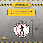 Mighty Line Pedestrian Traffic Crossing Walkway Floor Sign for Safety, Caution, Warning, Heavy-Duty, Peel and Stick, Adhesive, Industrial Quality, 12"