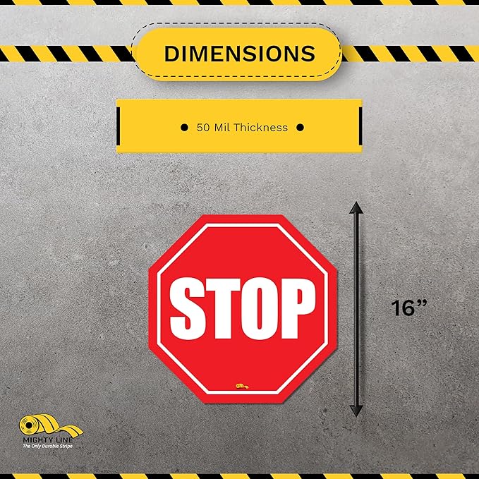 Stop Sign Modern Floor Sign - Floor Marking Sign, 16"
