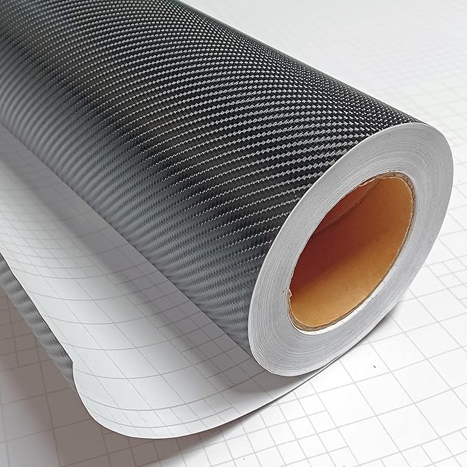 3D Black Carbon Fiber Vinyl Bubble Car Wrap Film Automotive DIY Decals (96" x 60" / 8 FT x 5 FT)