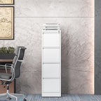 File Cabinet, 4 Drawer File Cabinet with Lock, Steel Vertical Filing Cabinets for Home Office, Heavy Duty File Storage Cabinet for Legal/Letter/A4 Documents, Easy to Assemble, White