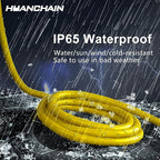 HUANCHAIN 500 ft Outdoor Extension Cord Waterproof 12/3 Gauge Heavy Duty with Lighted end, Flexible Cold-Resistant 3 Prong Electric Cord Outside, 15Amp 1875W 12AWG SJTW, Yellow, ETL