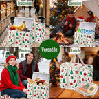 VENO 2 Pack Christmas Cooler Bag Insulated Reusable Grocery Shopping Bag, Food Delivery, Heavy Duty, Large Size, Durable Handles, Double Zippers, Lid, Collapsible (Jingle Mix, 2 Pack)