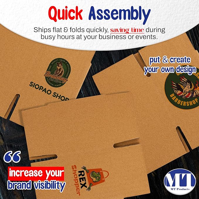 MT Products Custom Printed Kraft Cardboard Shipping Boxes 6" x 6" x 6" - Personalized Mailing Boxes and for Gifting