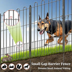 Bepatio Decorative Garden Fence Animal Barrier with Gate, 24in (H) x 10ft (L) 5 Panels Dog Fence Outdoor for Yard, Heavy Duty Metal Garden Fence Border, Flower Bed, Easy Setup, Black