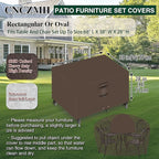 Heavy Duty Patio Furniture Covers Waterproof, 600D Outdoor Furniture Cover Waterproof for Sectional Sofa Couch, Outdoor Dining Table and Chair Set Covers 68''L x 38''W x 28''H, Brown