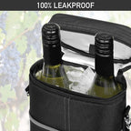 OPUX 2 Bottle Wine Carrier Tote, Insulated Leakproof Wine Cooler Bag, Wine Travel Bag Tote for Picnic BYOB Beach, Portable Wine Bottle Carrying Case, Gift for Wine Lover Women Men Christmas, Dark Grey