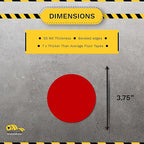 Mighty Line 3.75" Solid Dot Shaped Floor Marking Tape for Safety, Caution, Warning, Heavy-Duty, Peel and Stick, Adhesive Circle Spots, Industrial Quality, Red, Pack of 100