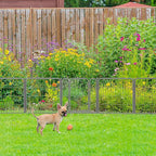 FXW Garden Fence Outdoor for The Yard – 24in(H) x 45.6ft(L) Heavy Duty Metal Animal Barrier for Dog and Rabbit, Decorative Dog Fence, 24 Panels, Silver
