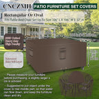 Heavy Duty Patio Furniture Covers Waterproof, 600D Outdoor Furniture Cover Waterproof for Sectional Sofa Couch, Outdoor Dining Table and Chair Set Covers 106''L x 106''W x 32''H, Brown