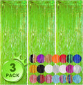 3 Pack 3.3x8.2 Feet Neon Green Foil Fringe Backdrop Curtains, Tinsel Streamers Birthday Party Decorations, Fringe Backdrop for Graduation, Baby Shower, Gender Reveal, Disco Party