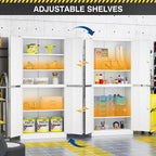 71” Metal Storage Lockable Heavy Duty File Cabinet Garage Tool Cabinets with Doors and Shelves-Tall White Steel Cabinet for Garage for Office, Gym, School