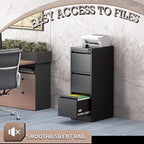 3 Drawer Vertical File Cabinet with Lock, Metal Filing Cabinets for Home Office, Heavy Duty File Storage Cabinet for Legal/Letter/A4 Documents, Easy to Assemble, Black
