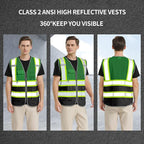 BeautyWill Custom Logo Safety Vest Class 2 High Visibility Reflective Vest for Men - Personalized Logo Team Vest