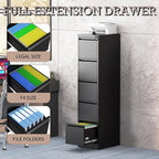 5 Drawer Vertical File Cabinet with Lock, Metal Filing Cabinets for Home Office, Heavy Duty File Storage Cabinet for Legal/Letter/A4 Documents, Easy to Assemble, Black