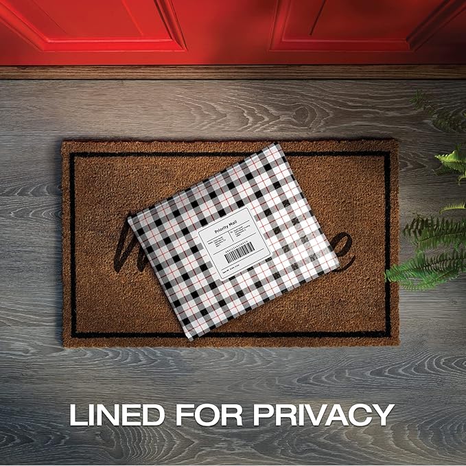 Quality Park Bubble Mailers, 8.25 x 11, Shipping Envelopes, Water Resistant Poly Padded Envelopes, Plaid, 25 Pack (QUA85872)
