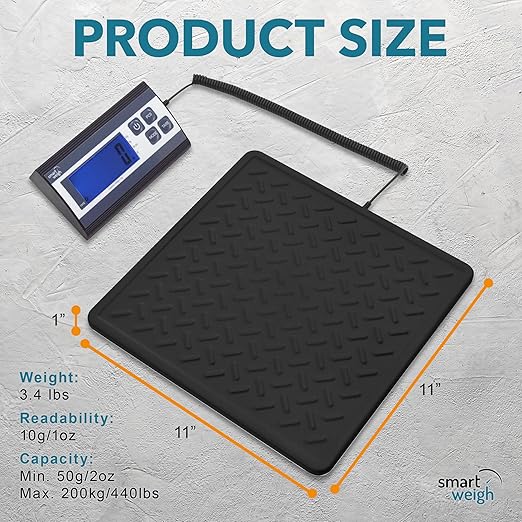 Smart Weigh Postal Scale Digital 440lb / 10g Shipping Scale Heavy Duty Tare Auto-Off LCD Handheld Business