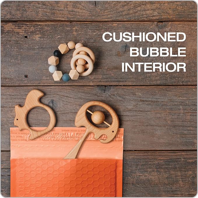 Quality Park Bubble Mailers, 6 x 9 Shipping Envelopes, Water Resistant Orange Poly Padded Envelopes, Redi-Strip Peel Off Closure, 50/Box (QUA85863)