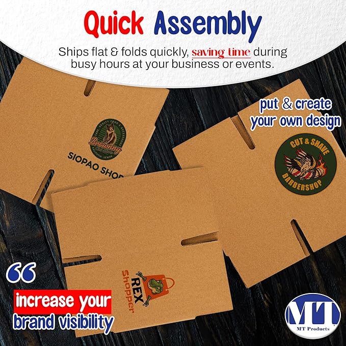 MT Products Custom Printed Kraft Cardboard Shipping Boxes 4" x 4" x 4" - Personalized Mailing Boxes and for Gifting