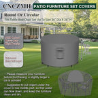 Heavy Duty Patio Furniture Covers Waterproof, 600D Round Outdoor Furniture Cover Waterproof for Sectional Sofa Couch, Outdoor Dining Table and Chair Set Covers 36"DIA x 28"H, Grey