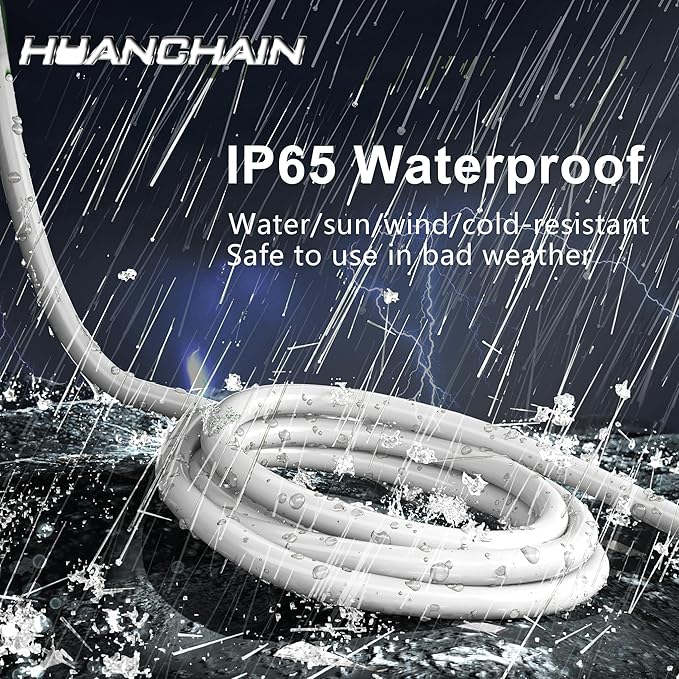 HUANCHAIN 6 FT 16 Gauge White Indoor Outdoor Extension Cord Waterproof, Flexible Cold Weather 3 Prong Electric Cord Outside, 13A 1625W 125V 16AWG SJTW, ETL Listed