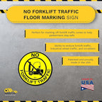 Mighty Line Forklift Floor Sign for Safety, Warning, Heavy-Duty, Peel and Stick, Adhesive, Industrial Quality, No Forklift Traffic, 12"