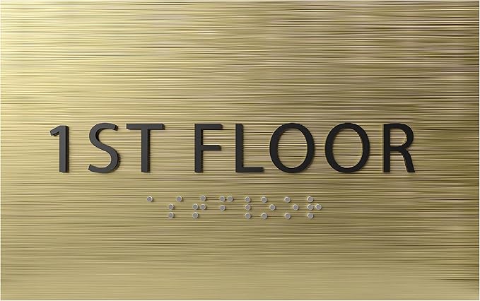 6" X4" 1st Floor Sign - ADA Compliant Tactile Graphics Grade 2 Braille Text Wall Sign| Directional Assistance, Floor Number Sign for Office, Schools, Hospitals, Apartments