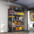 72"H Storage Shelves heavy duty 2535LBS Garage Shelving adjustable metal shel 5 tier shelving Unit metal storage rack for Basement, Warehouse, Pantry, Closet, Kitchen 72" H x 39.4" W x 13.8" D, Black