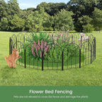 Garden Fences Animal Barrier, 12.55"*16.48" Black Garden Border Fencing, Arched Rustproof Metal No Dig Fence for Dogs, Outdoor Fence, Dog Fencing for Yard, Flower Bed (Medium 19 Pcs)