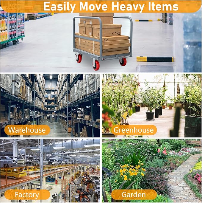 2 in 1 Panel Truck, 2000 LBS Panel Dolly Cart with 6" Swivel Casters and 36" x 24" Deck, Heavy-Duty Drywall Sheet Cart, Handling Wall Panel, Lumber for Garage, Warehouse (9.47 in (3 Side Handrails))