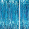 3 Pack 3.3 x 8.2 ft Retro Blue Foil Fringe Backdrop Curtains, Tinsel Streamers Party Decorations, Fringe Backdrop, Door Shimmer for Retro Theme Party