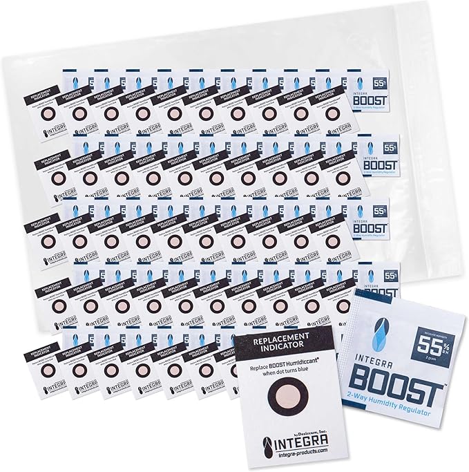 Integra Boost 2-Way Humidity Control Pack - Preserve Flavor & Control Humidity at 55% RH - Moisture Absorber for Herbs, Spices & More - 2 Gram (Pack of 50)